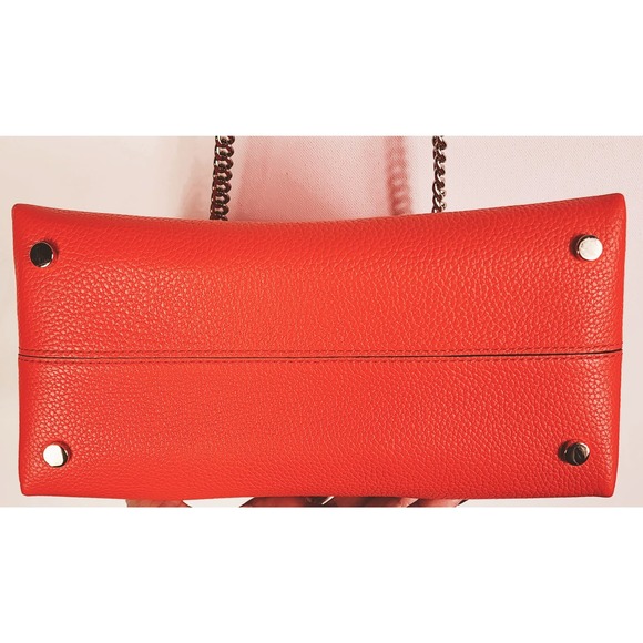 Kate Spade Orange Leather 2-in-1 Satchel or Crossbody Bag Detachable Chain Strap - Picture 11 of 15
